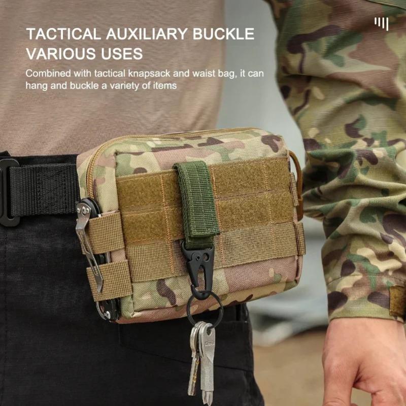 4Pcs Multifunction Tactical Hanging Buckles Nylon Webbing Belt Triangle Buckle Climbing Tool Accessory Carabiner Keychain.