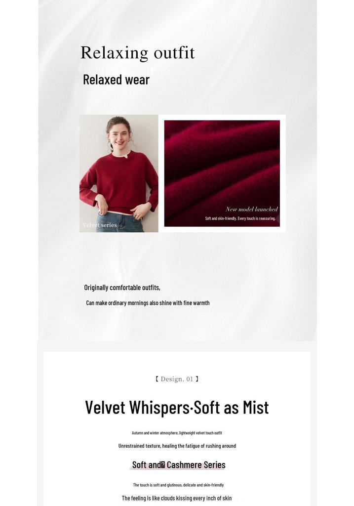 Women's Cashmere Color Block Slit Pullover: Autumn/Winter Thick Two-Piece Knitwear