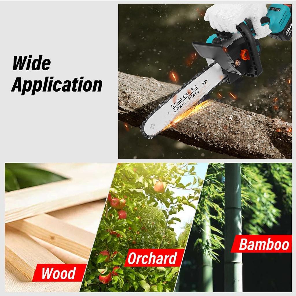 2000W 12Inch Cordless Electric Chain Saw Garden Woodworking Tool Brushless Motor Wood Cutter Power Tool
