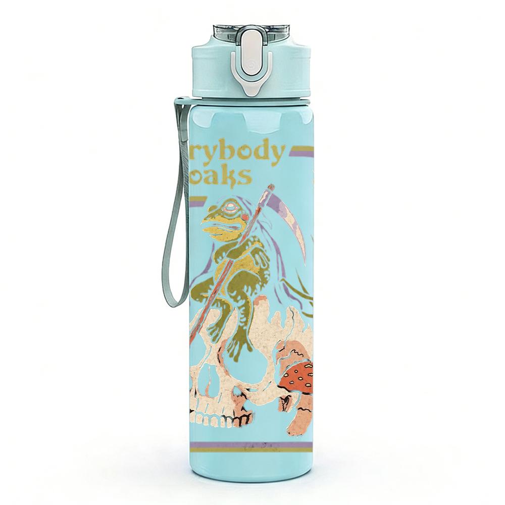 1PC Vintage Floral Frame Retro Character Print 750ml Portable Sports Water Bottle Leakproof Gym Outdoor Travel Drink Cup