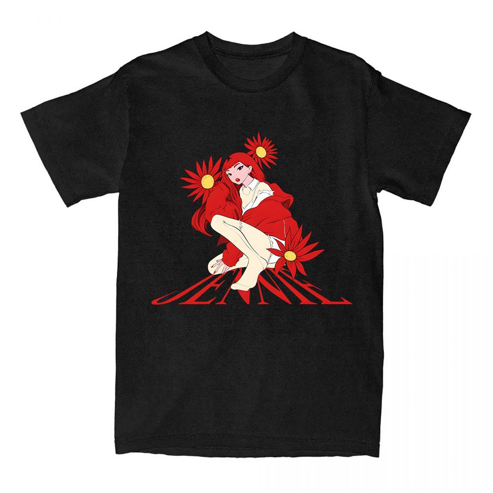 Jennie Back To School Anime Tee Short Sleeve Cotton T-shirt Casual Fashion Graphic Printing Tshirts O-neck Women Men Top