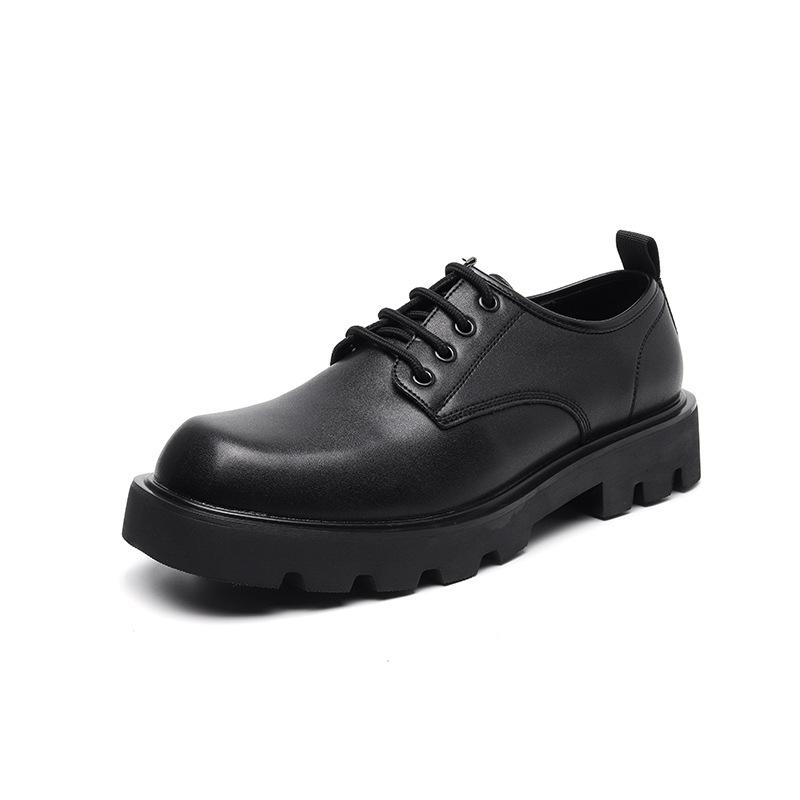 

Повседневные кожаные туфли мужские 2025 новые деловые британские универсальные модные красивые свадебные туфли 15966-T 38 чёрный