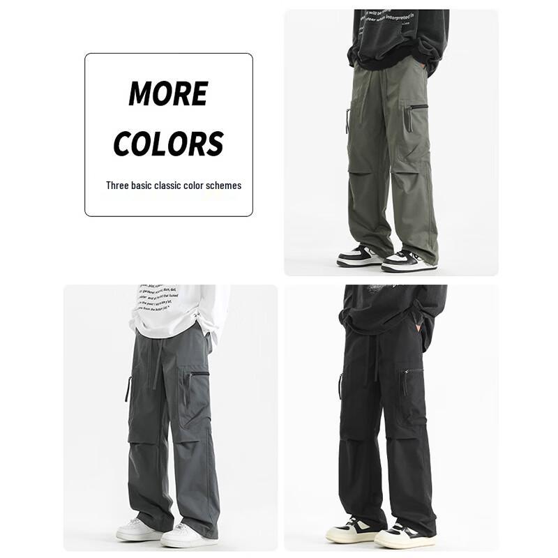 Wassup Sohot Men's American Style Zipper Pocket Cargo Pants