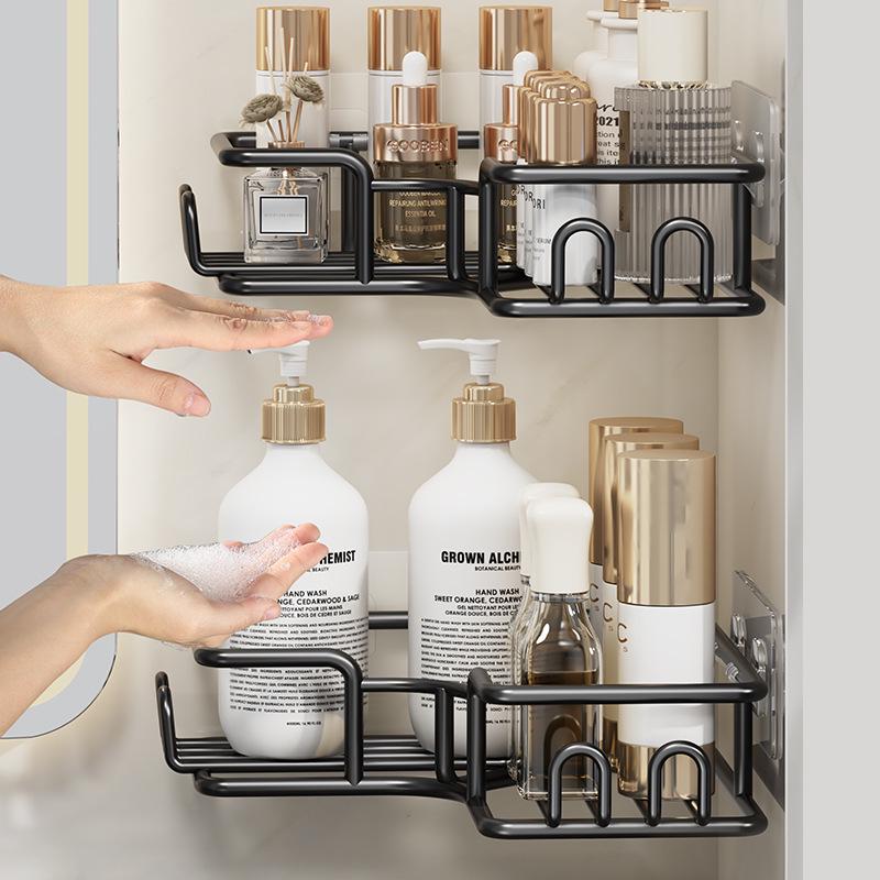 Étagère de rangement d'angle pour salle de bain sans perforation - Étagère murale triangulaire sans couture