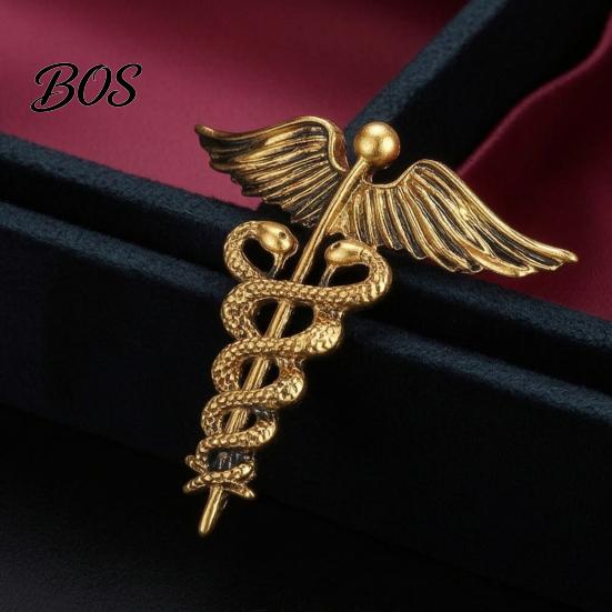 Men Women Jewelry Accessories Angel Wing Entwined Snake Brooch, Vintage Alloy Lapel Collar Pin, Statement for Suit Dress Coat Scarf Brooch Pin