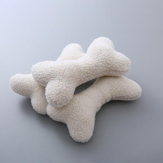 Plush Squeaky Bone Dog Toy Soft Lamb Wool Chewing Toy with Built-In Sound Washable