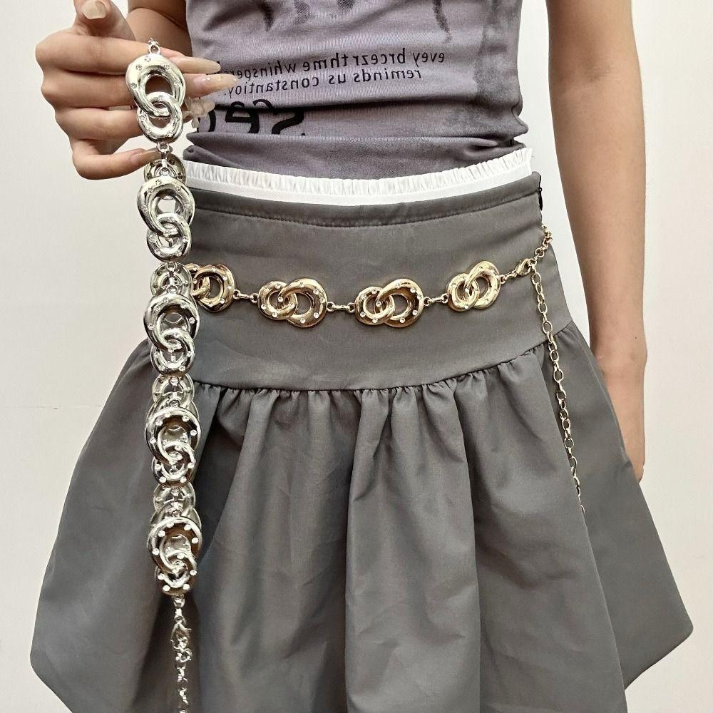Elegant Metal Circular Ring Waist Chain Belly Chain Dress Belt Chain Bohemian Body Chain  Women