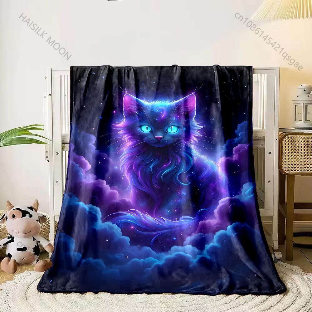 1PC Blue Flame Black Dragon Roaring Peak Print Blanket Flannel Material Soft Warm for All Seasons Home Outdoor Camping Picnics