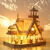 1PC 3D Wooden Puzzle Villa House Royal Castle with Light Assembly Toy Kid Adult DIY Model Kits Desk Decoration for Gift