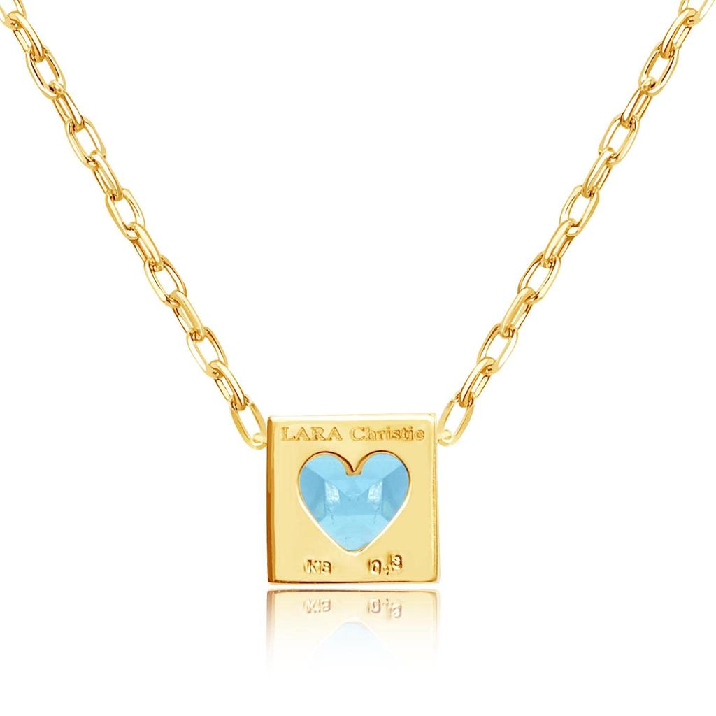 Lala Christie Blue Topaz Square 18K Gold Necklace 0.3ct (lp71-0020-yg)