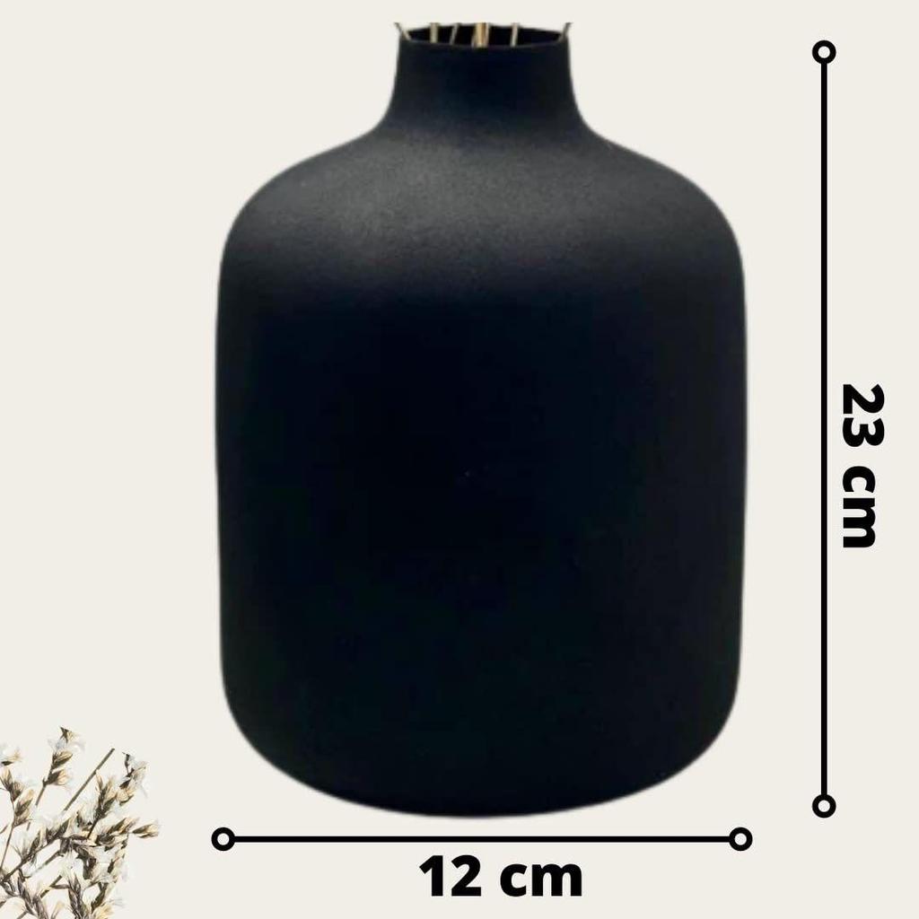 Metal Flower Vase for Home Decor and Living Room Vintage Decor Antique Decor and Vase for Home Décor |Textured Black (Medium)