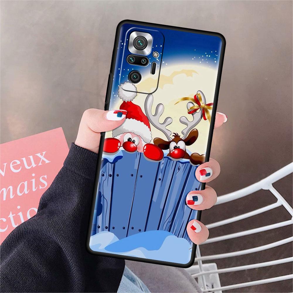 Funda For Xiaomi Redmi Note 10 9 11 Pro Soft Phone Case 10S 9S K40 8 9A 9C 9T 7 10C 8T Silicone Cover Merry Christmas Snow Shell