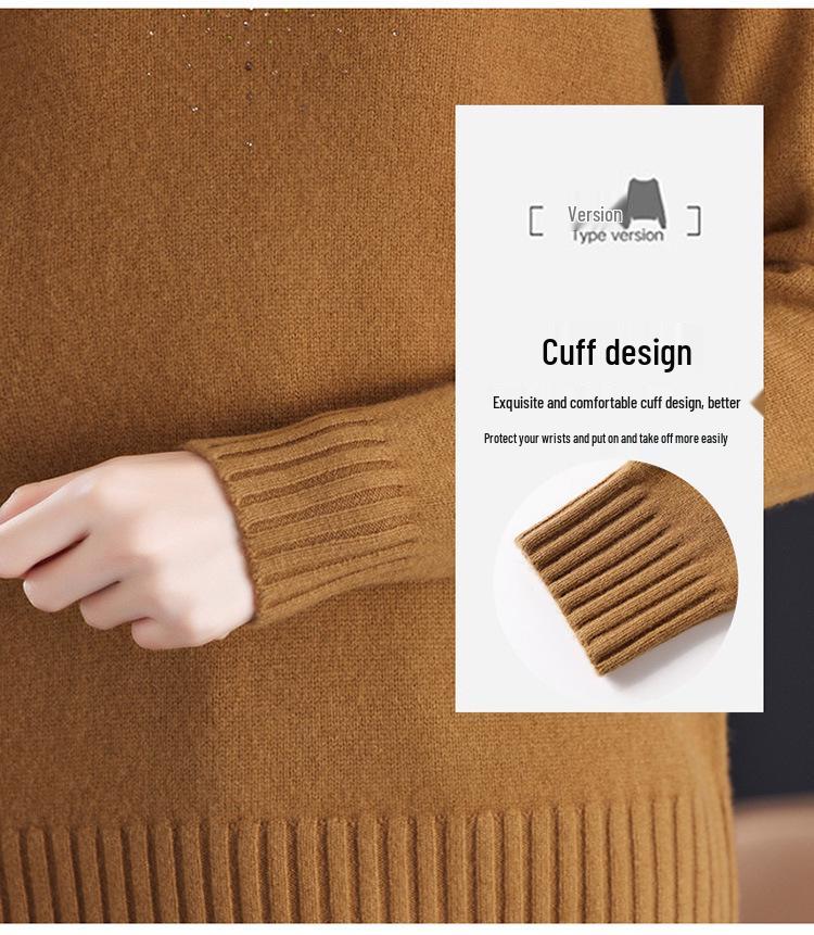 Women's Thick 100% Pure Wool Half-High Collar Sweater - New Autumn/Winter Style for Middle-Aged and Elderly