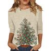 Women's Fashion Casual Christmas Printed Round Neck Long Sleeve Pullover Top