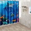 1pc Shark Ocean Shower Curtain Bathroom Partition Decorative Curtain Machine Washable Ocean World Print Window Privacy Curtain