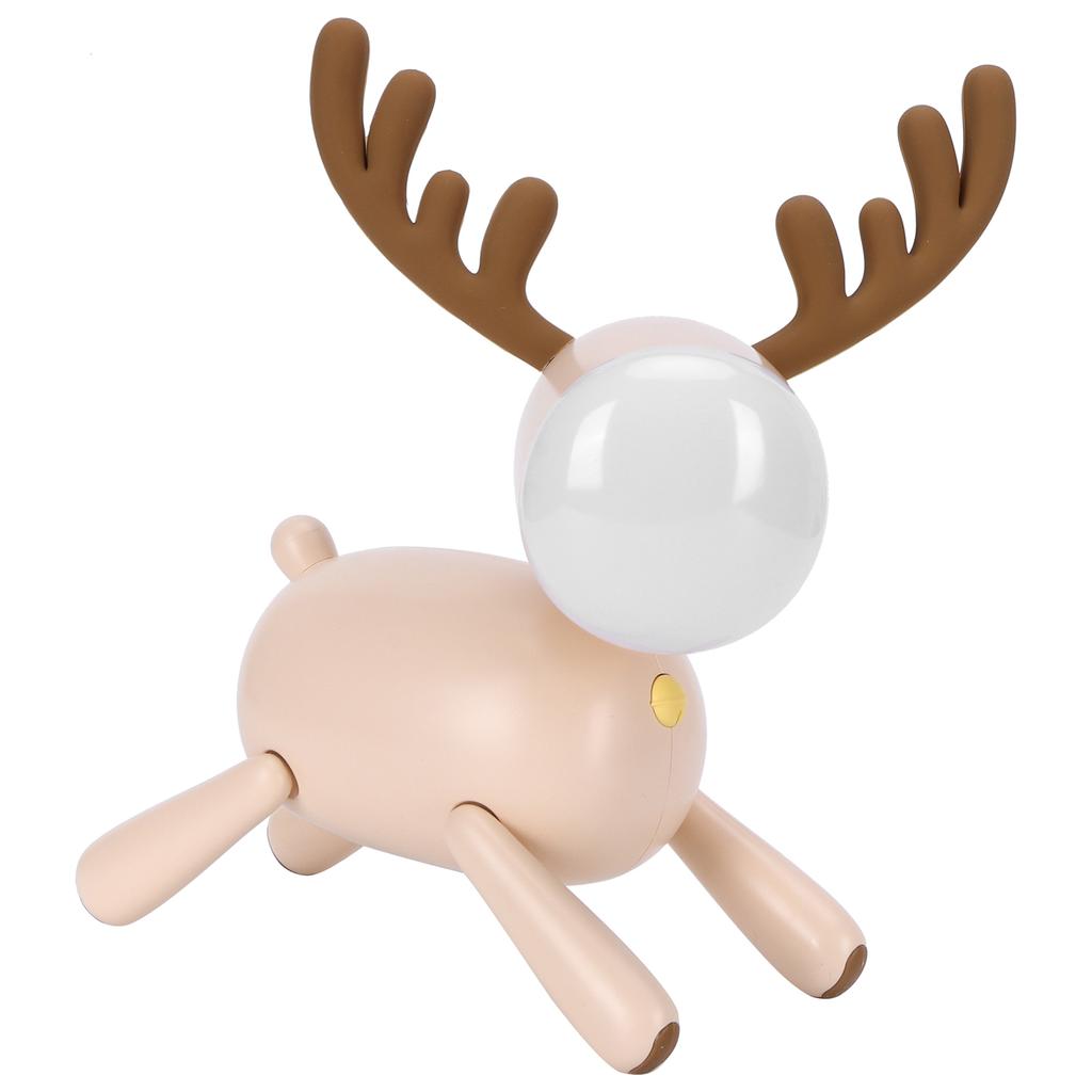 LED Night Light Cartoon Deer Shaped Table Lamp 1200mAh USB Charging Bedroom Decoration(White )