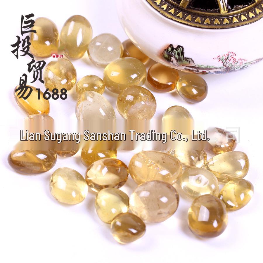 Natural Yellow Citrine Tumbled Stones: Large, Rounded Translucent Crystal Gravel