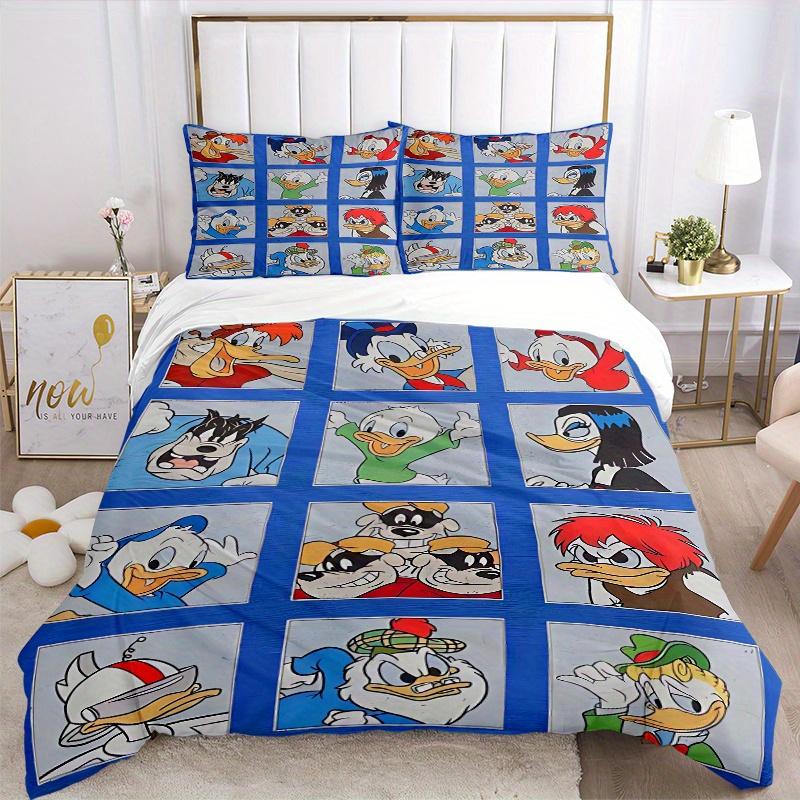 3pcs Donald Duck & Friends Character Printed Quilt Set Soft and Comfortable Quilt Cover for Bedroom, Guest Room Bedding Set