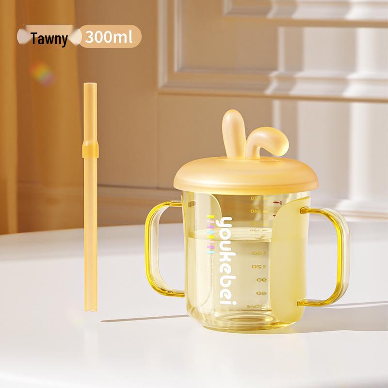 PPSU Children's Double-Handled Sippy Cup with Straw – Insulated and Heat-Resistant for Milk, Juice, and Water.
