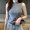 Weste Damen Half Rollkragenpullover Ärmelloses Strickoberteil Hosenträger