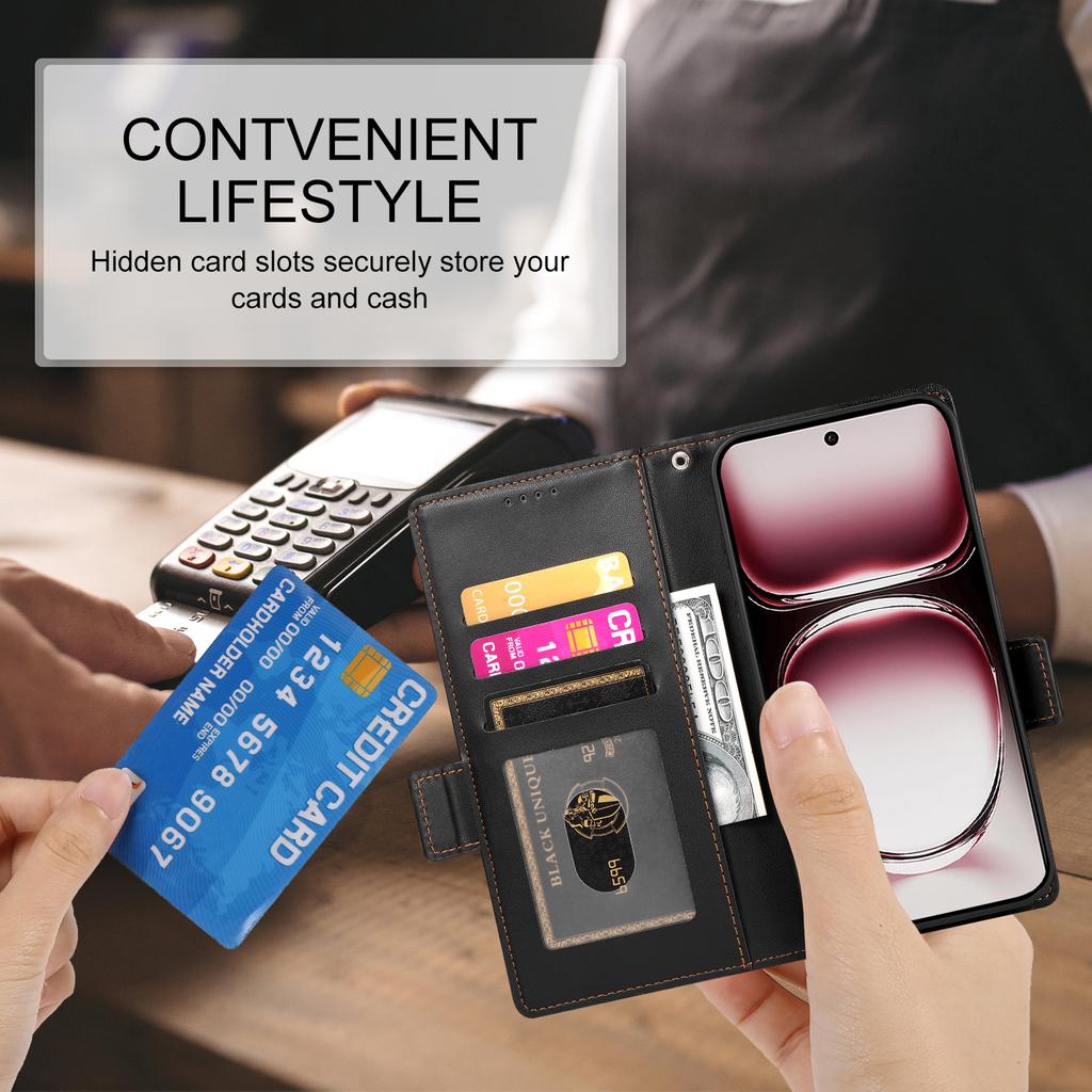 DF-010 For Oppo Reno12 Pro 5G (Global) Case PU Leather Stand Phone Cover with Wallet