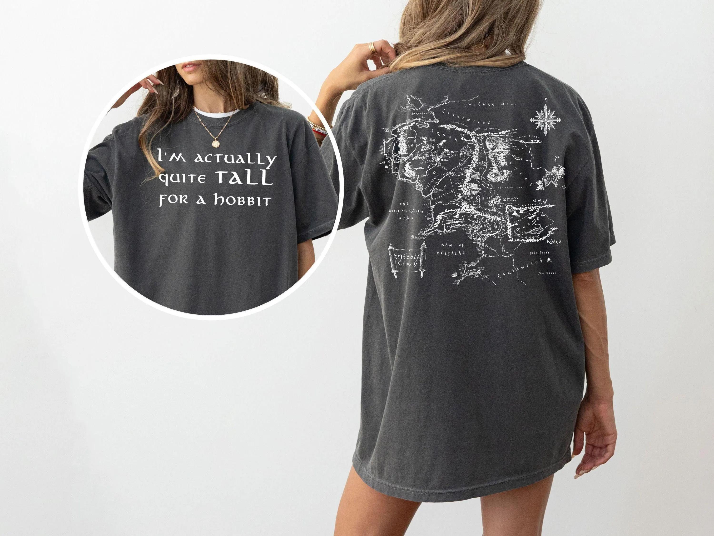 

The Tall Hobbit Lord of The Rings Fun Science Gift Middleearth Map Ladies Tshirt Bilbo Baggins Gandolph Official Peripheral S