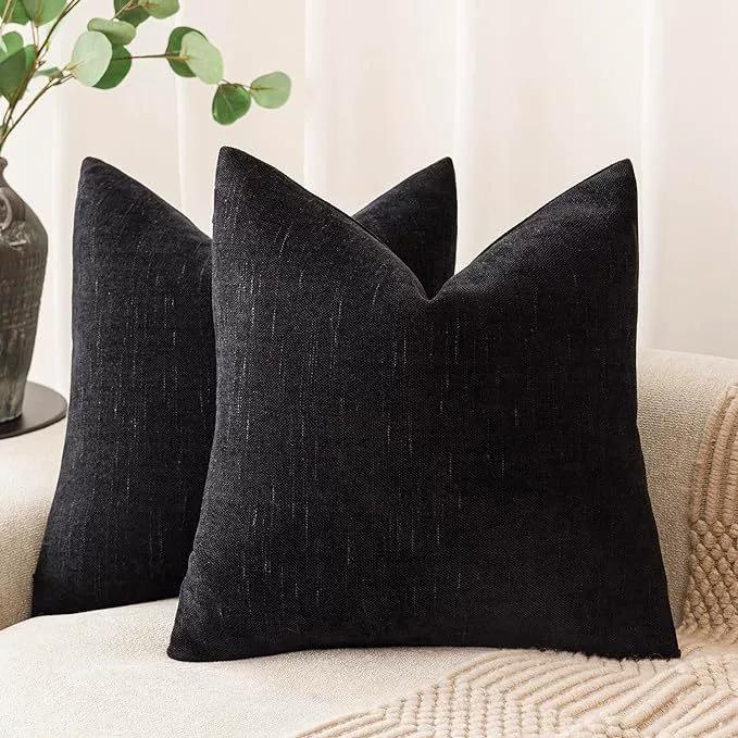 Confezione da 2 Federe Morbide Testurizzate per Cuscini Decorativi Quadrati Accent Cuscino Monocolore Federa per Cuscino Accogliente Stile Rustico con Cerniera per Divano
