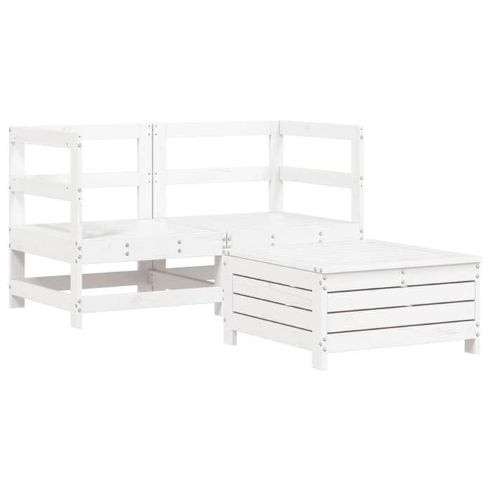 VidaXL Garden Furniture 3 Pcs White Solid Pine Wood, Outdoor Sofa Set, Garden Sofa Set, 3250753