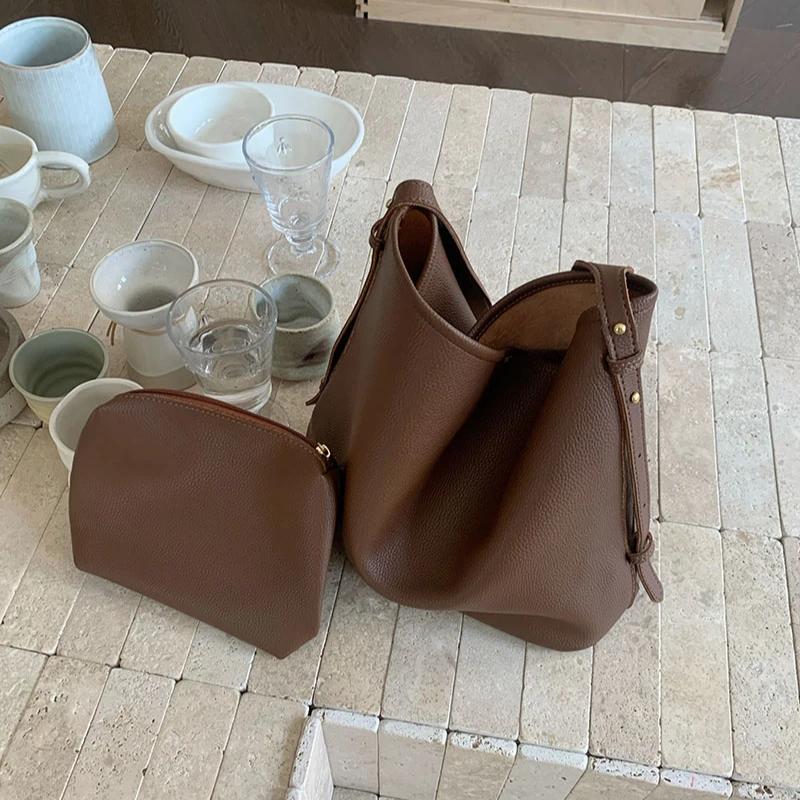 Vintage Große Kapazität Damen Beutel Schultertasche als Pendler Weiches PU Damen Umhängetasche Einfache Retro Damen Tote Handtaschen