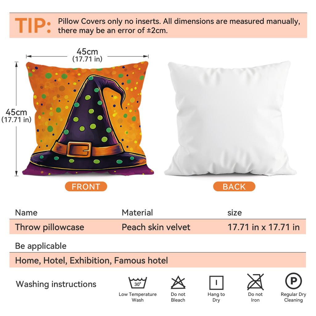 Halloween Theme Cushion Pillowcase Printed Polyester 45X45Cm Throw Pillowcover Decorative Sofa Cushion Pillowslip Home Decor