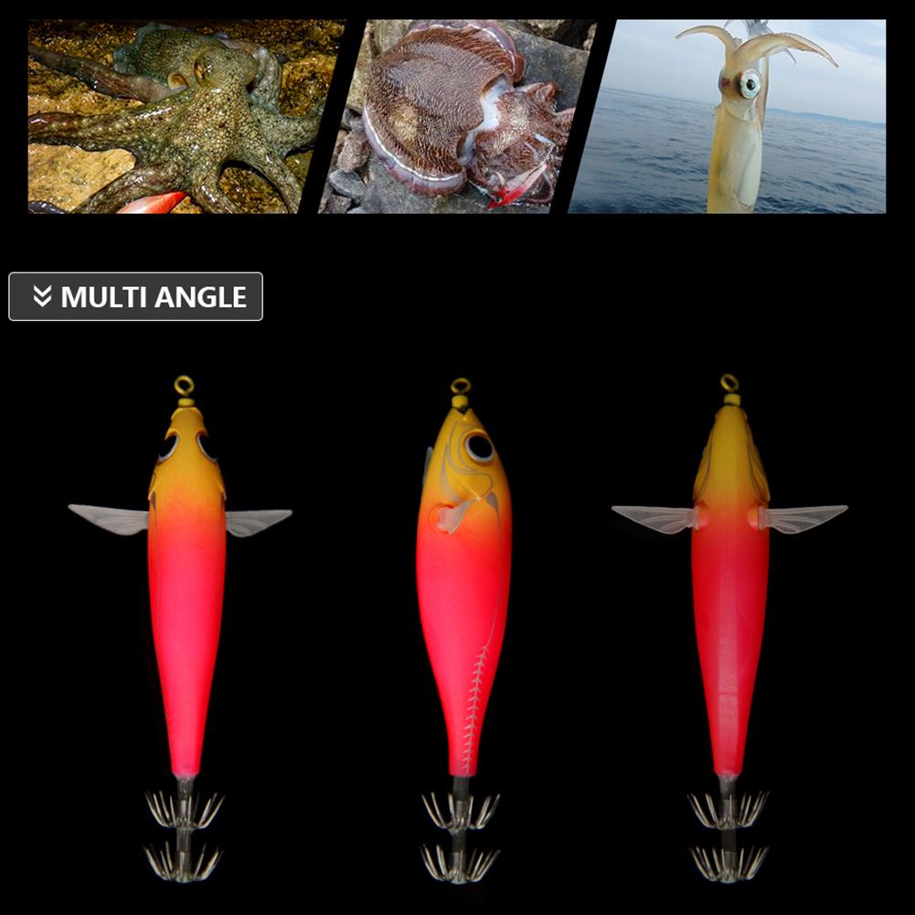83mm Luminous Squid Lure Night Fishing Lamp Hook Double Hook Cuttlefish Attracting Lure Fish Shaped for Saltwater Freshwater