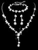 Set de 4 piezas de joyería para novia, collar de perlas y pedrería, pendientes, pulseras, accesorios para vestido de cena