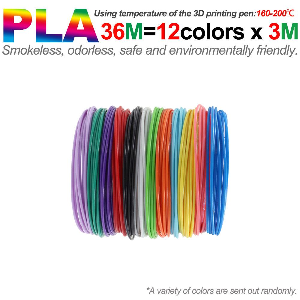 

Colored PLA Filament for 3D Pen Printing 36M 50M 100M 150M 200M Smoke-free Safe Plastic Refill for 3D Children s Printing Pens