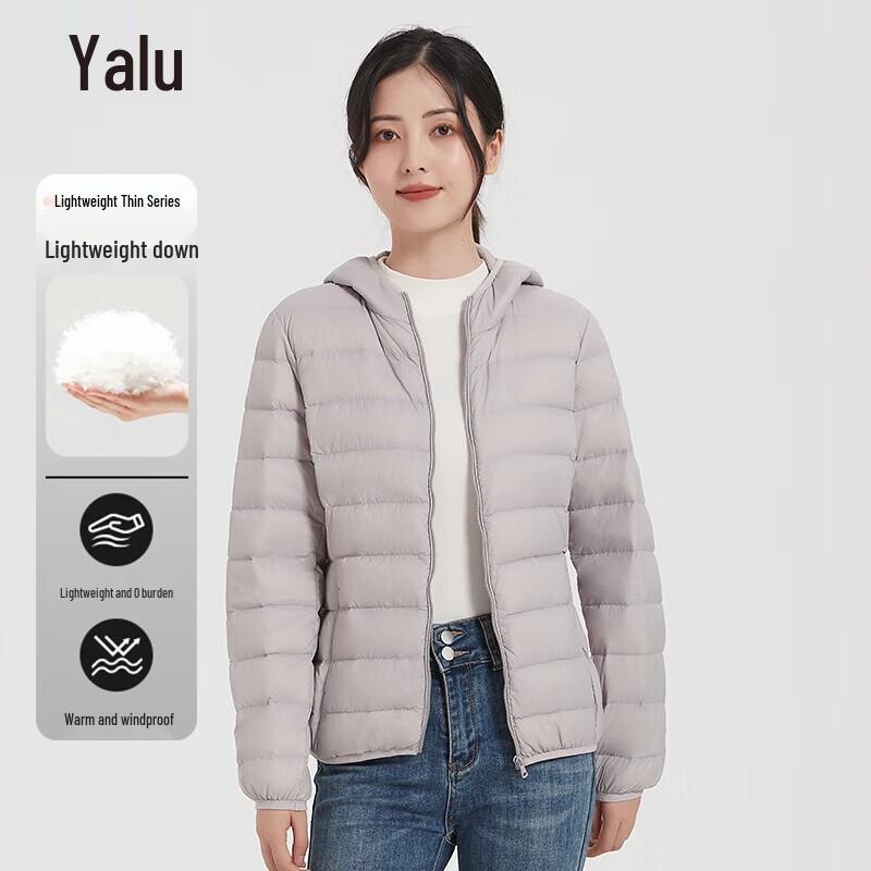 Yalu Women's Lightweight Packable Hooded 90% White Duck Down Jacket