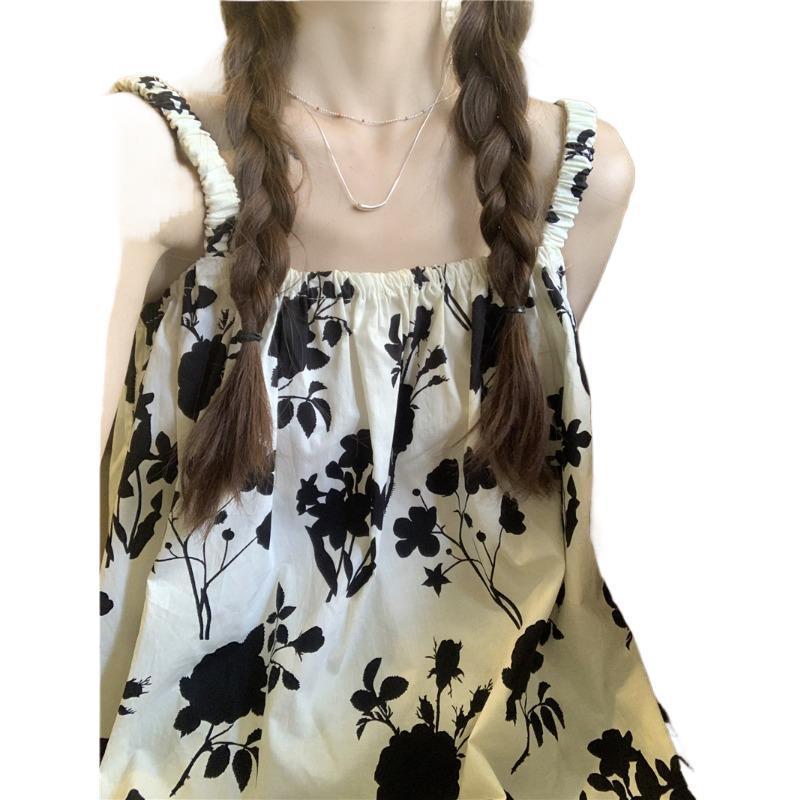 Extra Large Floral Camisole Vest for Plus Size Women - French Niche Design