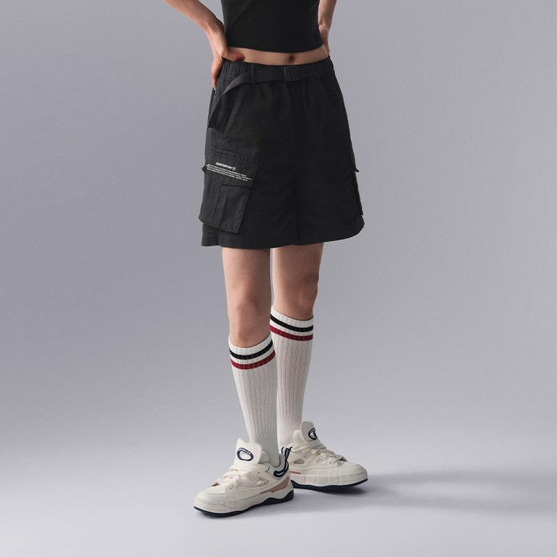 Li Ning CF Suo Solid Color Mid Waist Elastic Woven Casual Shorts Women Shorts AKSU714-2