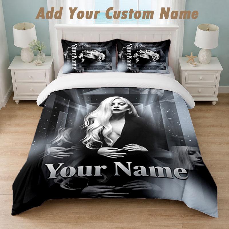 Bedding Set 1 Duvet Cover 2 Pillowcases Lady Gaga Print Soft Bed Linen Bedroom Decor