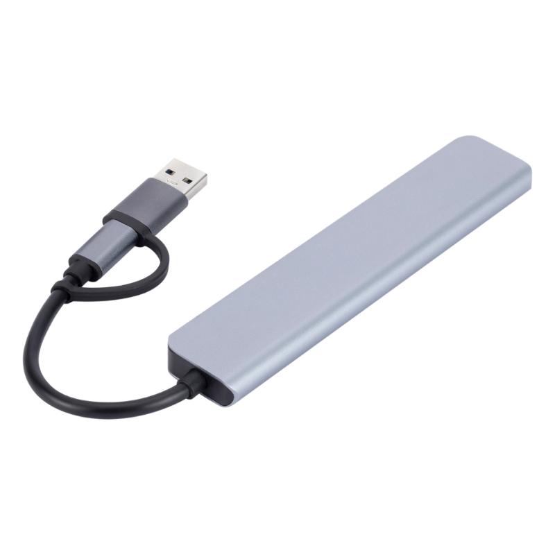 USB Adapter UsbC Hub with 5 USB Ports and 2 TypeC Port USB Hub Multiports Adapter for Smartphones Laptops Switches