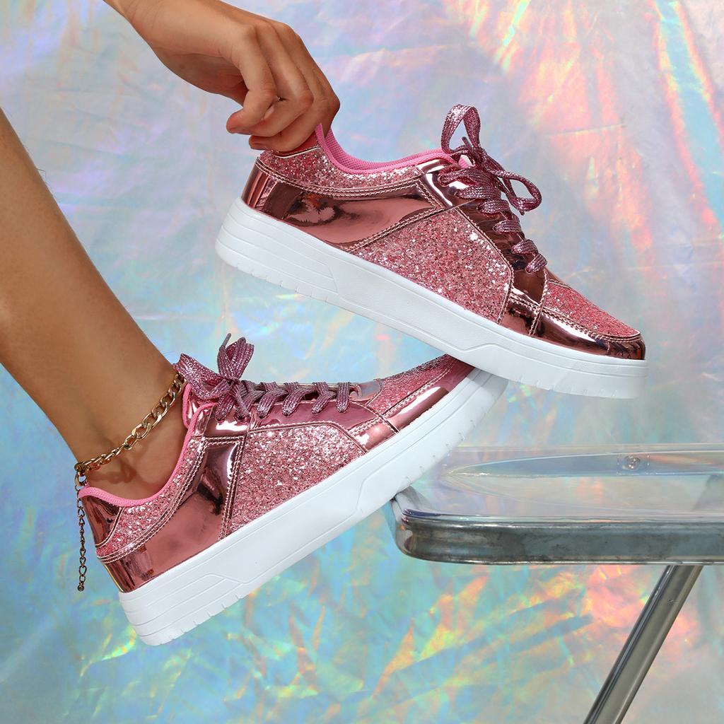 Thick-soled Sequined Board Shoes Heighten Casual Sports Shoes Breathable and Lightweight Outdoor Flat Shoes Couple Tide Shoes