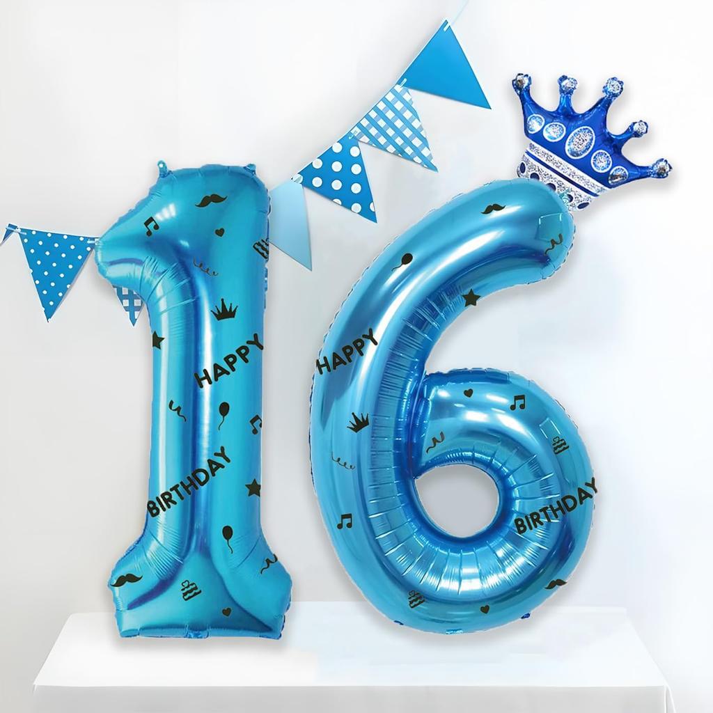 40 Inch Blue Foil Balloon Number 26,Crown 26th Birthday Party Decorative Balloons,Number Large Numbers Balloon 26,Girls Boys 26th Birthday Decoration