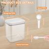2Pcs Airtight Food Storage Container Set with Spoons 2L Cereal Dispenser Grain Tank Moisture-Proof Mold Proof Kitchen Sealed Jar