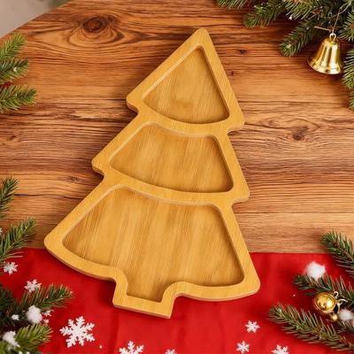 Christmas Serving Dishes Wooden Tree Display Christmas Charcuterie Board Serving Tray for Home Decor Party Fruit Cheese Dessert