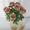 Single Of Bouquet Nine Head Roses Artificial Fake Flowers Wedding And Home Decor