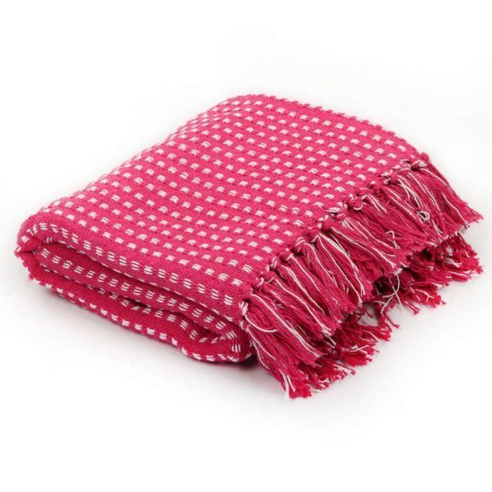 VidaXL Couverture coton à carreaux 160 x 210 cm Rose