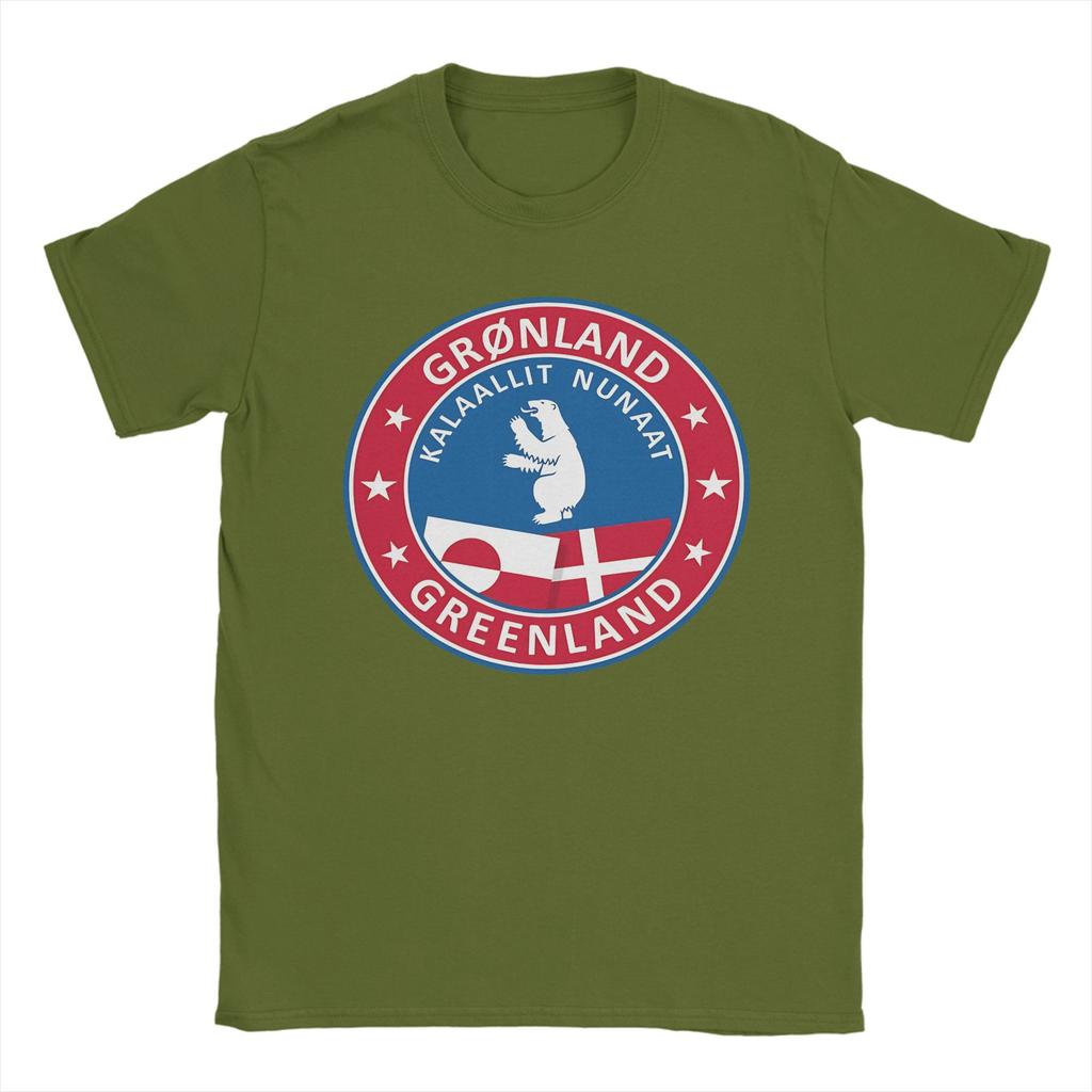 T-shirt da uomo con stemma della Groenlandia Magliette divertenti Manica corta Girocollo T-shirt Cotone Idea Regalo Abbigliamento