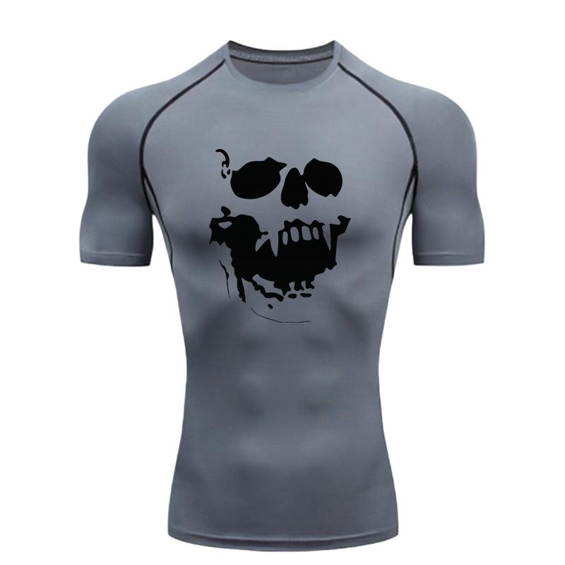Skeleton Men's Sports T-Shirt Training Gym Jogging Running Workout Compression Rashgard Tops Tee Quick Dry Short Sleeve T Shirt