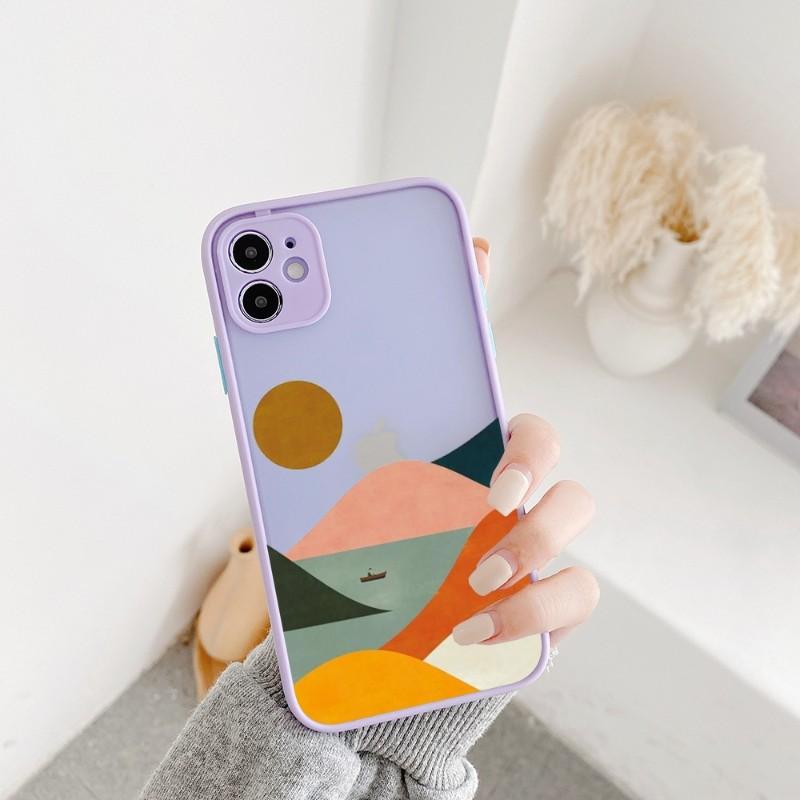 Geometric Minimalist Phone Case For IPhone 14 13 12 11 Mini Pro Max XS X Max XR 8 7 Plus SE 2022 Skin Color Phone Cover