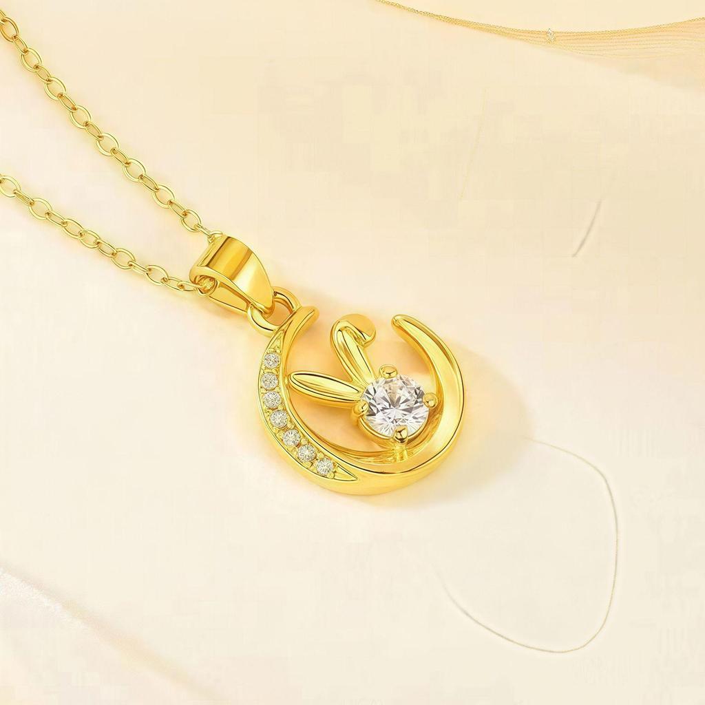 Exquisites Gold-Mondhase-Halsketten für Damen - Koreanischer Stil Anhänger