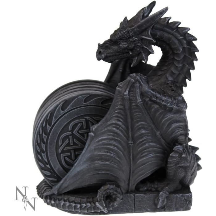 Ensemble De Dessous De Verre - Nemesis Now - Dragons Tanière - 22cm - Noir - Résine Peinte À La Main