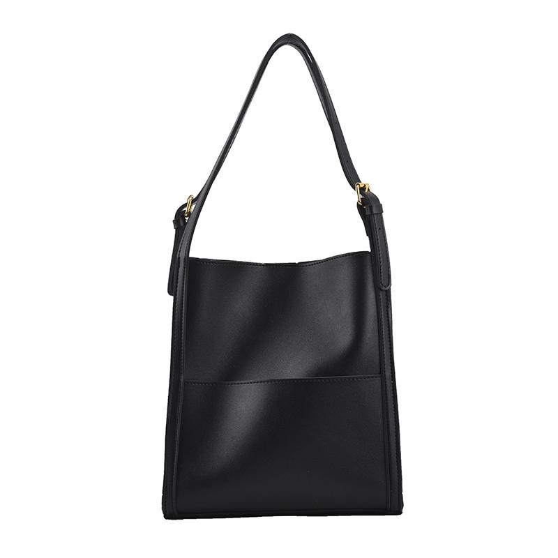 

Качественная женская сумка-тоут, однотонная мягкая сумка из искусственной кожи, большая вместительная сумка для покупок 25x27x10cm чёрный